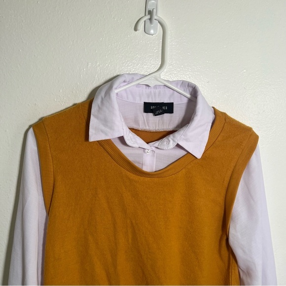 Amy Byer 2Fer Vest Blouse Mustard Yellow L 14 - Picture 4 of 11
